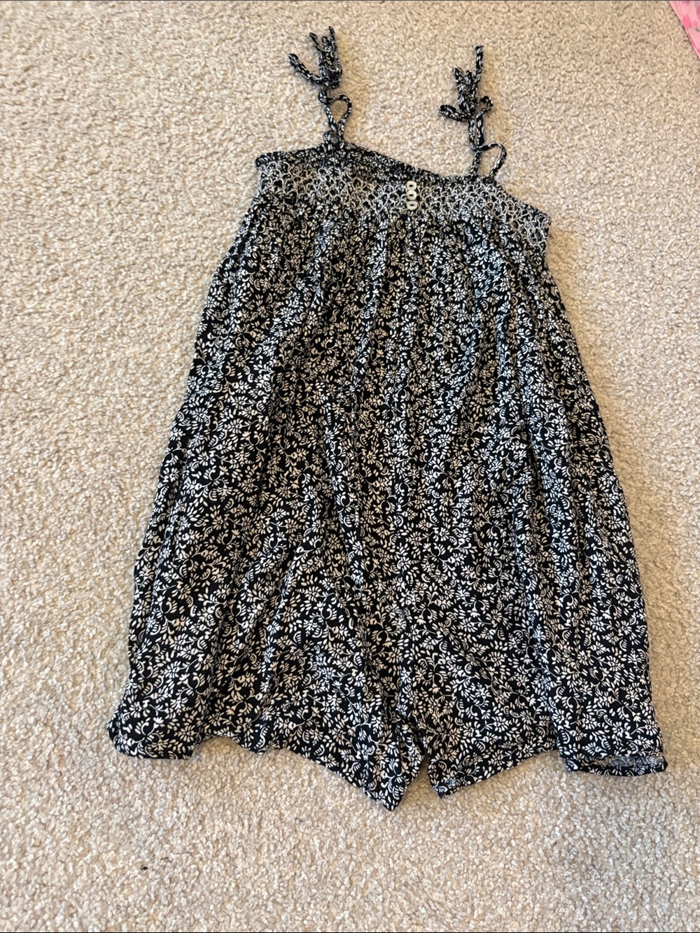Chelsea & Violet Black and White Floral Smocked Skater Skirt